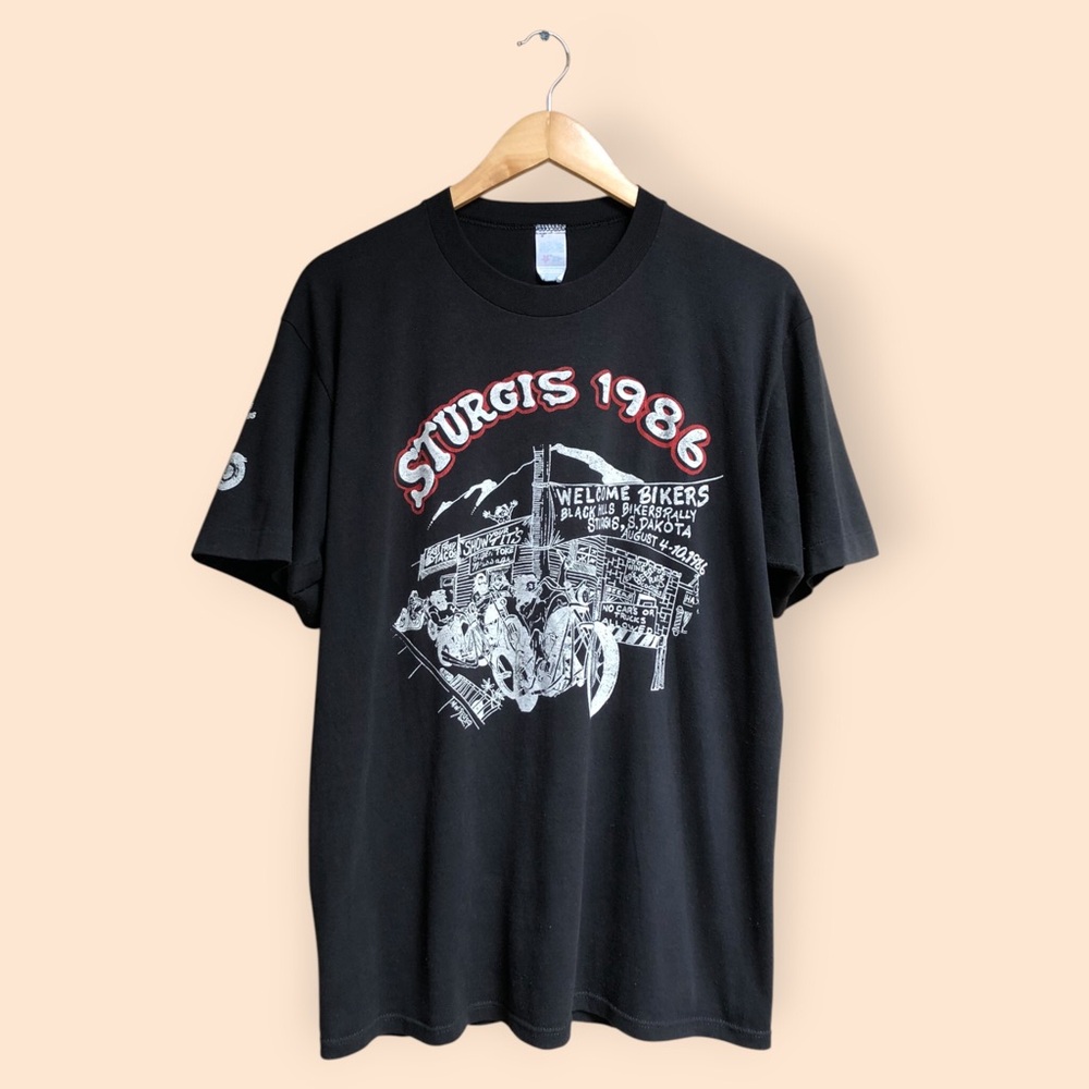 Vintage 1986 Sturgis Black Hills Rally & Races Biker T-shirt Single Stitch XL